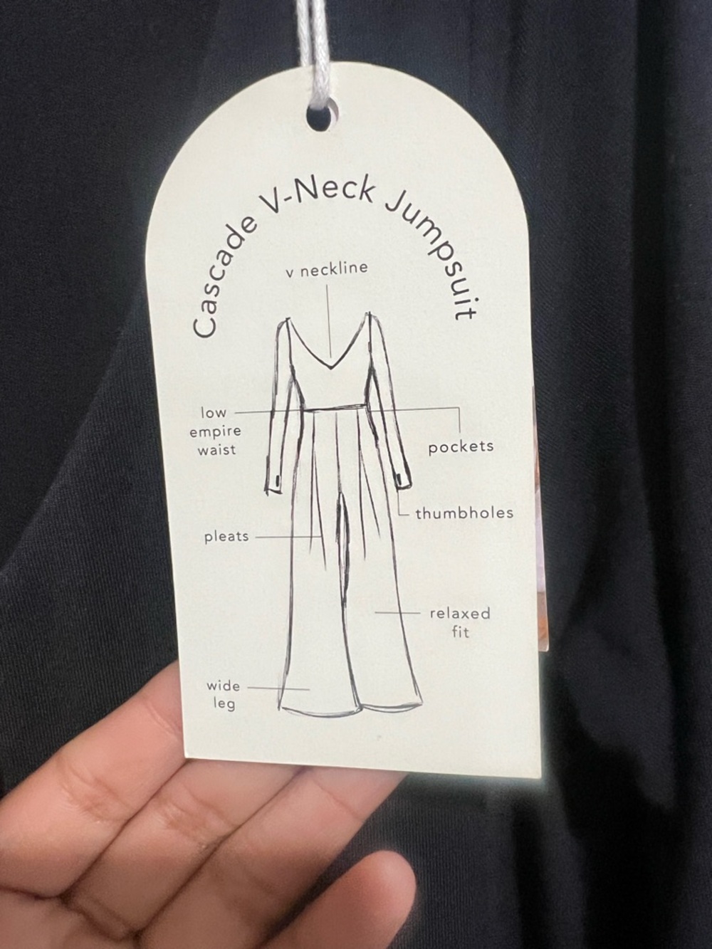 Cascade V-Neck Long Sleeve Dress - Black (Unbranded)